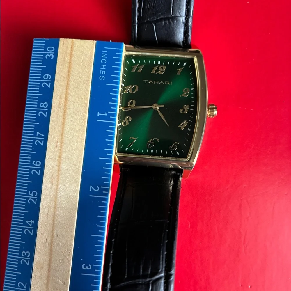 Tahari Gold and Black Men's Watch with Green Dial - Picture 4 of 11